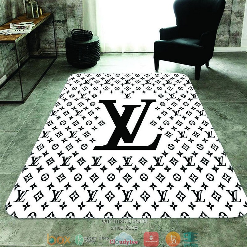 Louis Vuitton Black Logo White Carpet Rug Louis Vuitton Black Logo White Carpet Rug