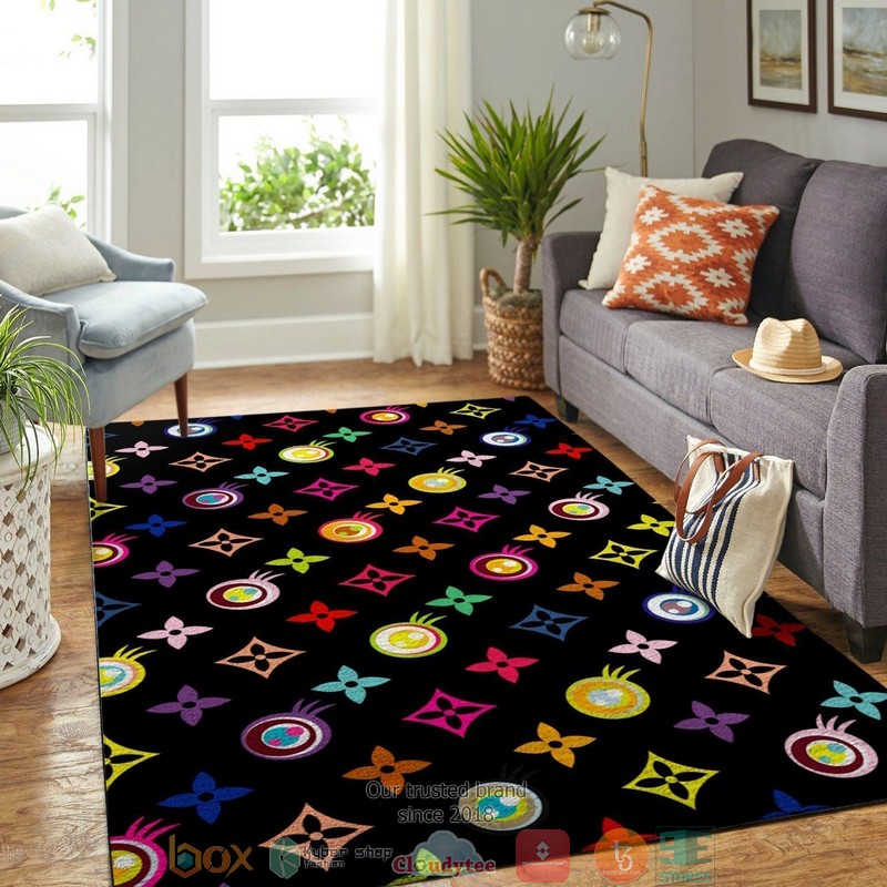 Louis Vuitton Lv Black Multicolor Pattern Rug Carpet Louis Vuitton Lv Black Multicolor Pattern Rug Carpet