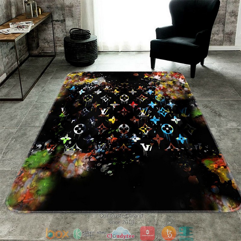 Louis Vuitton Multicolor Black Carpet Rug Louis Vuitton Multicolor Black Carpet Rug