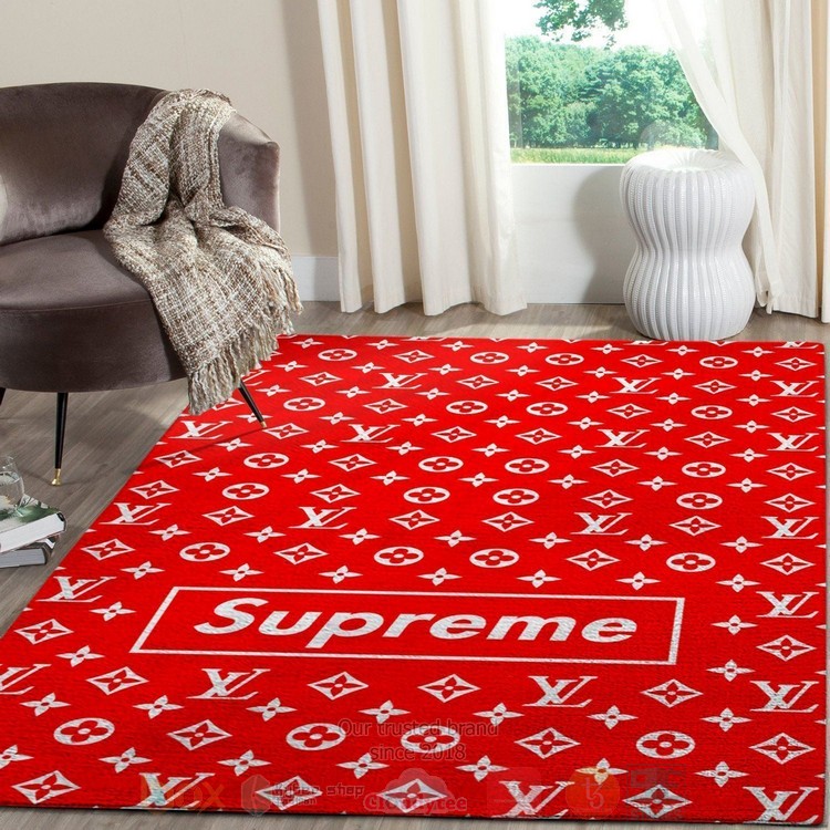 Louis Vuitton Supreme Full Red Inspired Rug Louis Vuitton Supreme Full Red Inspired Rug