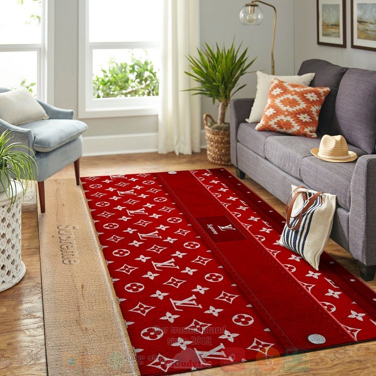 Louis Vuitton Supreme Red-Dark Red Inspired Rug Louis Vuitton Supreme Red-Dark Red Inspired Rug