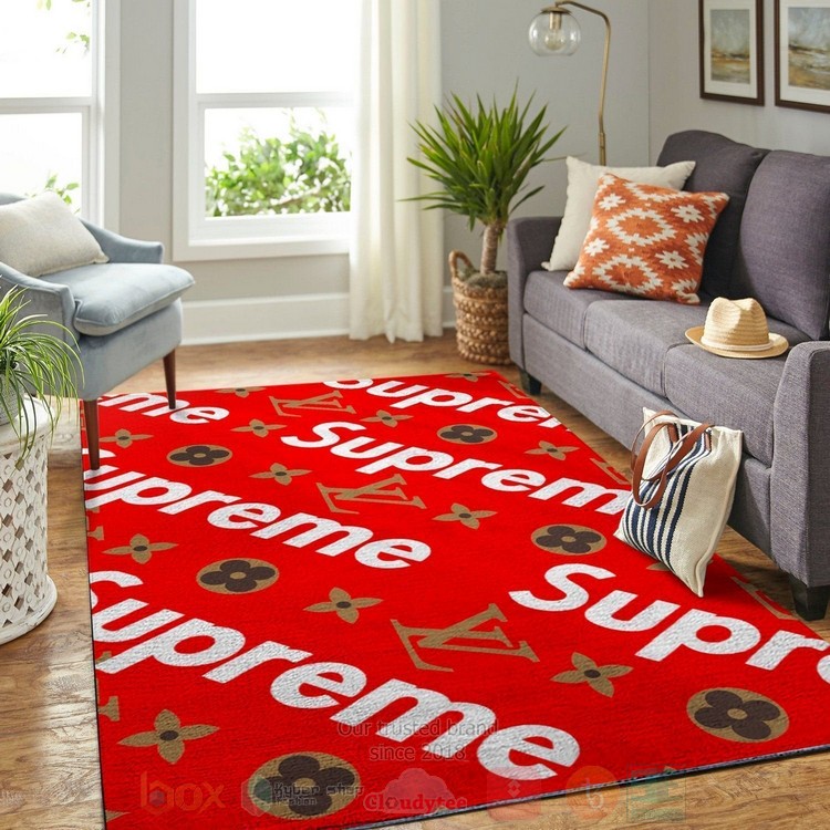 Louis Vuitton Supreme Red Flower Inspired Rug Louis Vuitton Supreme Red Flower Inspired Rug