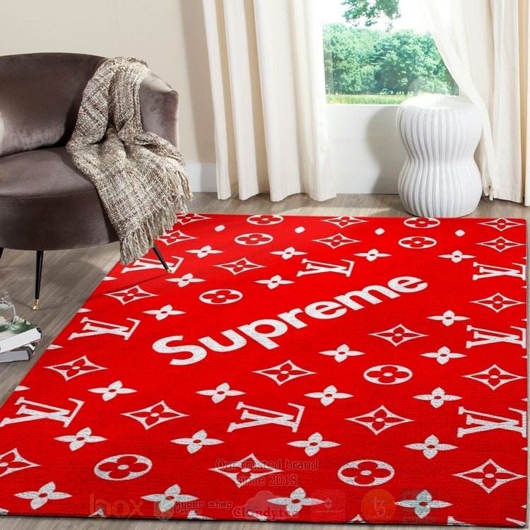 Louis Vuitton Supreme Red Inspired Rug Louis Vuitton Supreme Red Inspired Rug