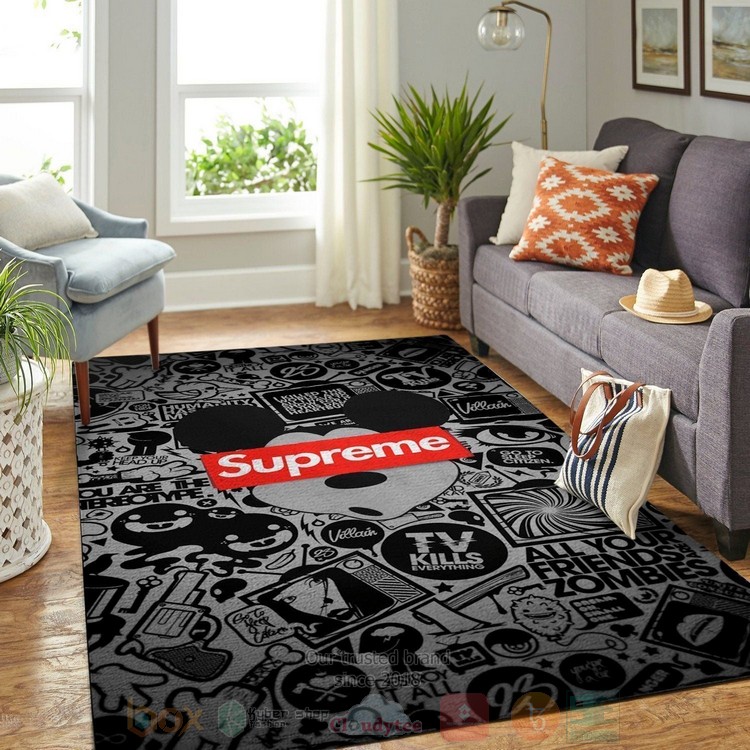 Mickey Mouse Supreme Black-Grey Inspired Rug Mickey Mouse Supreme Black-Grey Inspired Rug