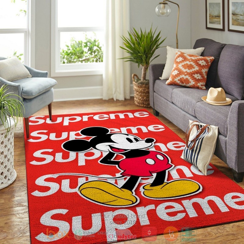 Mickey Mouse Supreme Brand Red Rug Mickey Mouse Supreme Brand Red Rug