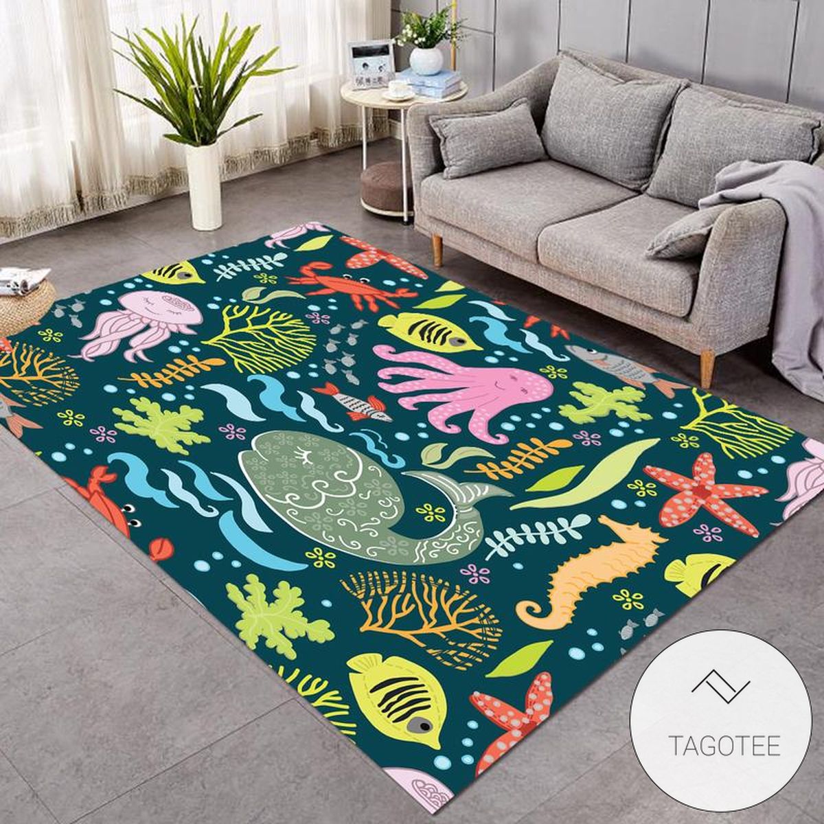 Ocean Life Sea Creatures Rug Living Room Carpet Ocean Life Sea Creatures Rug Living Room Carpet