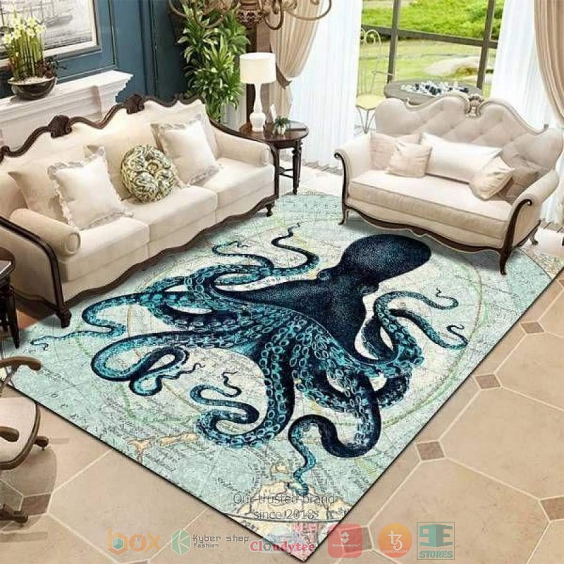 Octopus World Map Rug Octopus World Map Rug