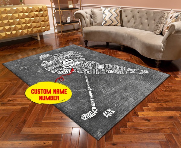 Personalized Male Ice Hockey Player Area Rug – Ts170222 Personalized Male Ice Hockey Player Area Rug – Ts170222