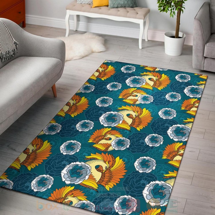 Phoenix Pattern Print Floral Inspired Rug Phoenix Pattern Print Floral Inspired Rug