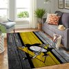 Pittsburgh Penguins Nhl Team Logo Wooden Style Nice Gift Home Decor Rectangle Area Rug