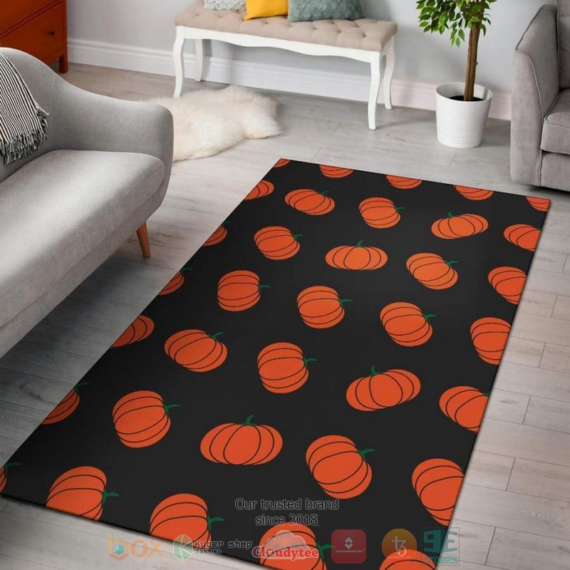 Pumpkin Pattern Black Rug Pumpkin Pattern Black Rug