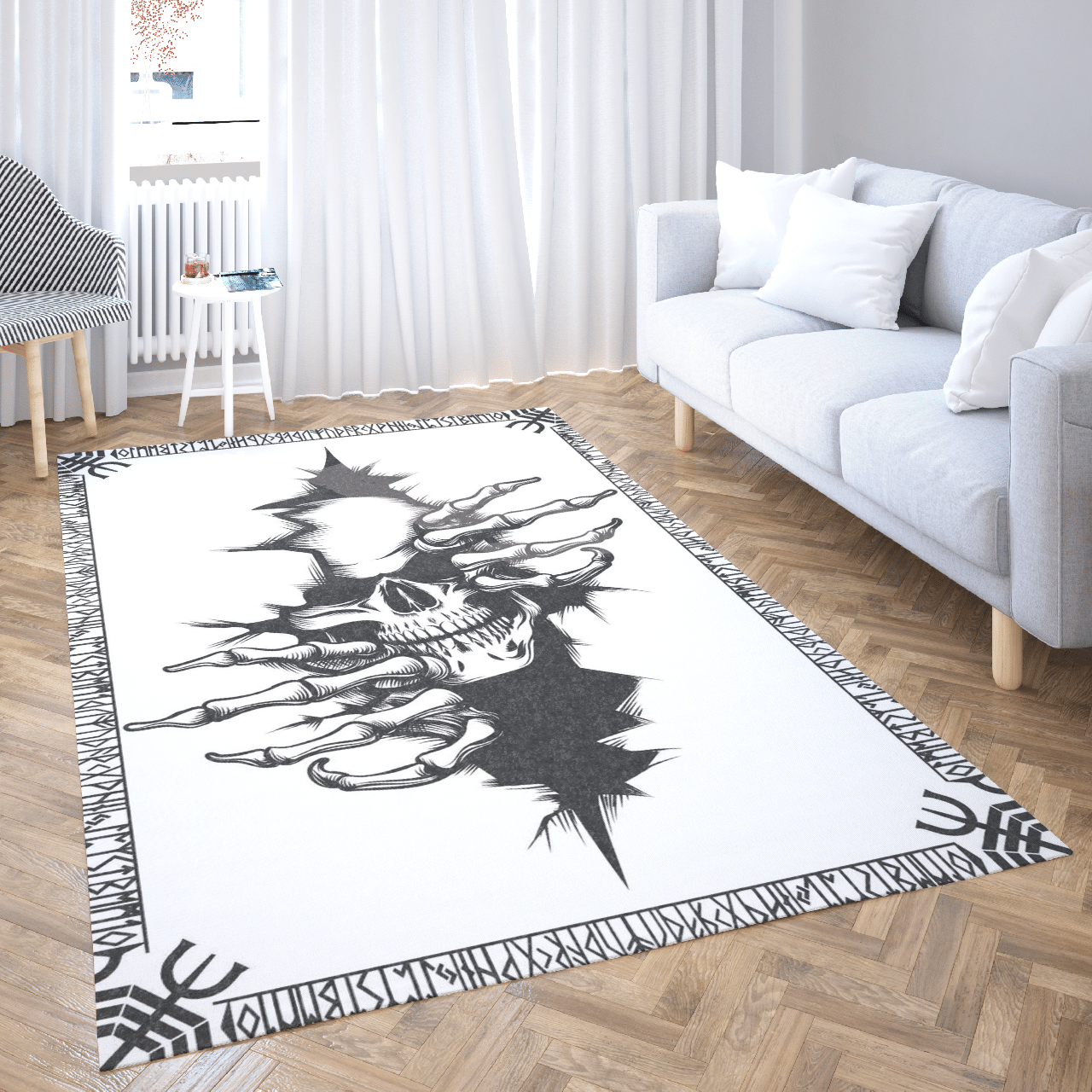 Rune And Skull – Viking Area Rug Rune And Skull – Viking Area Rug