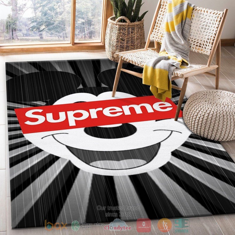 Supreme Brand Mickey Mouse Black Grey Rug Supreme Brand Mickey Mouse Black Grey Rug