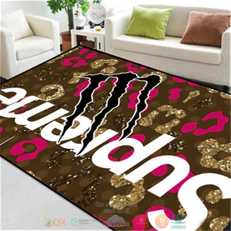 Supreme Fashion Brand Monster Energy Brown Rug Supreme Fashion Brand Monster Energy Brown Rug