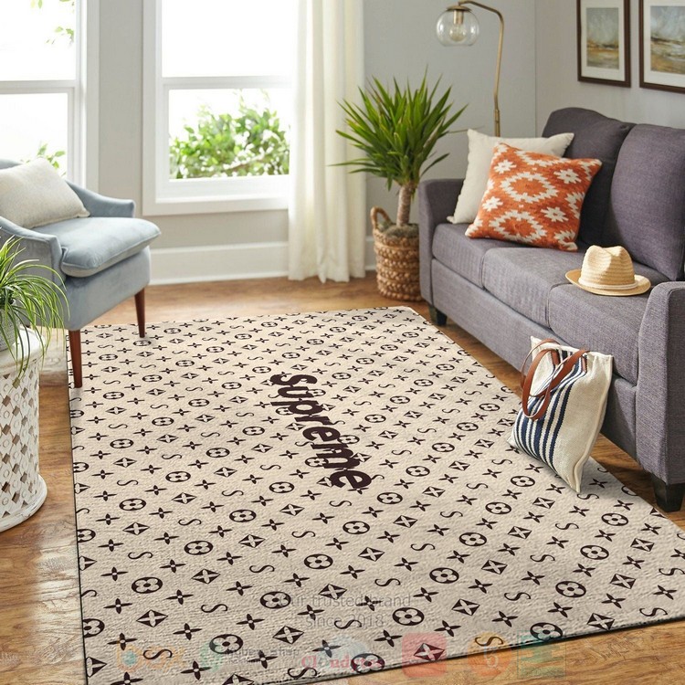 Supreme-Louis Vuitton Grey Inspired Rug Supreme-Louis Vuitton Grey Inspired Rug