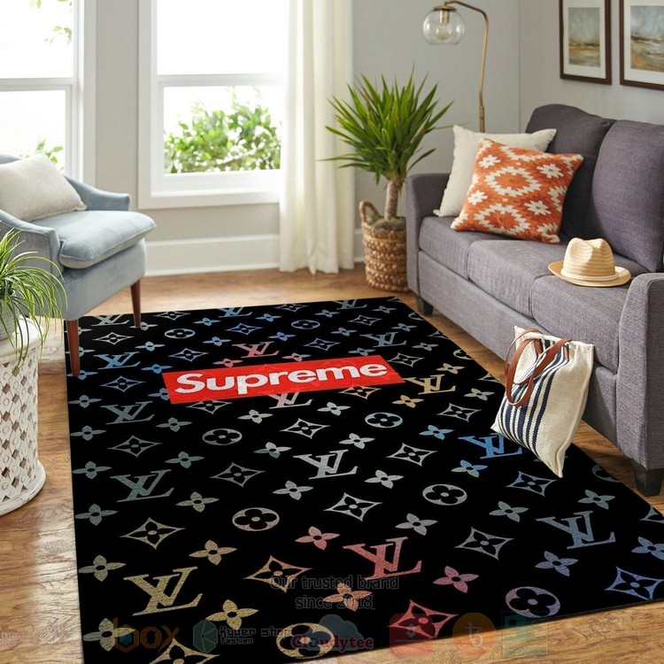 Supreme-Louis Vuitton Multi Color Inspired Rug Supreme-Louis Vuitton Multi Color Inspired Rug