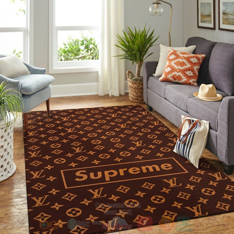 Supreme-Louis Vuitton Paris Dark Brown Inspired Rug Supreme-Louis Vuitton Paris Dark Brown Inspired Rug