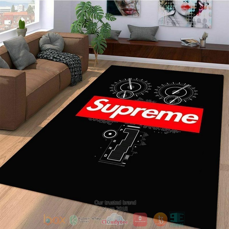 Supreme Luxurious Fashion Brand Logo Black Rug Supreme Luxurious Fashion Brand Logo Black Rug