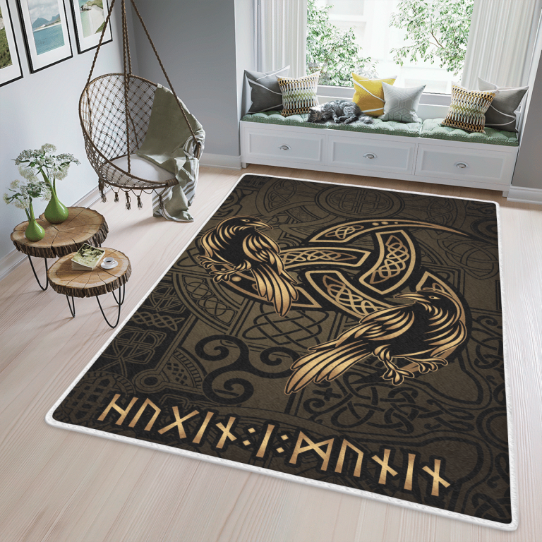 The-Triple-Horn-Of-Odin-–-Hugin-And-Munin-–-Viking-Area-Rug-1