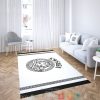 Versace Black Logo Border White Rug Carpet
