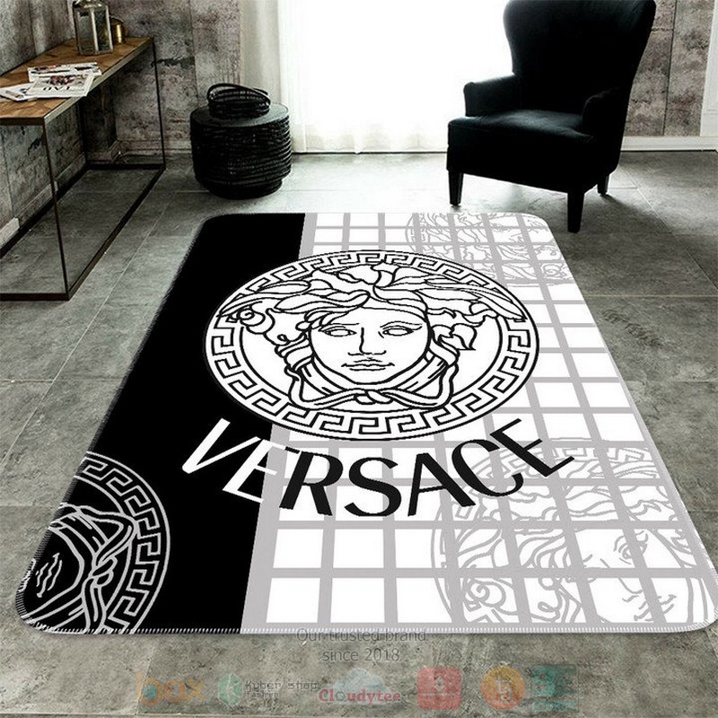 Versace Black White Rectangle Rug Versace Black White Rectangle Rug