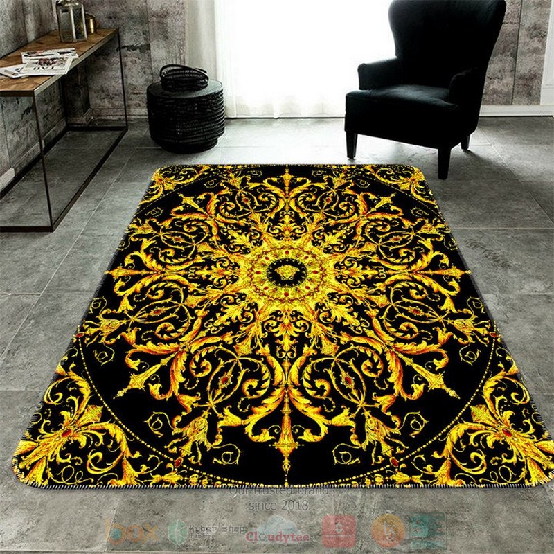 Versace Black Yellow Pattern Rectangle Rug Versace Black Yellow Pattern Rectangle Rug