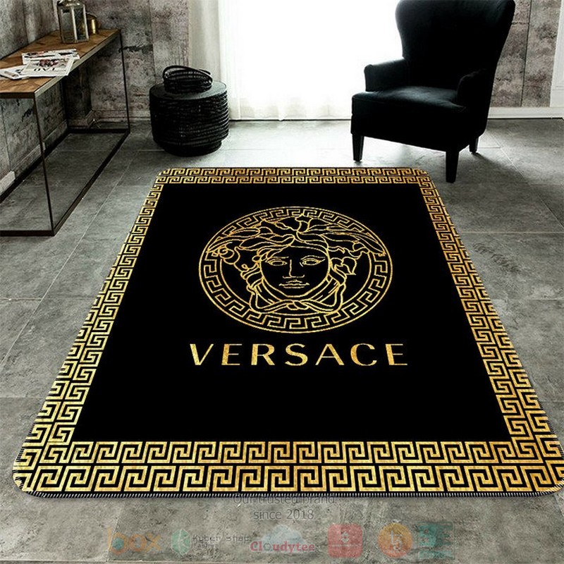 Versace Brand Black Gold Rectangle Rug Versace Brand Black Gold Rectangle Rug