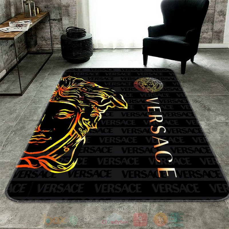 Versace Brand Black Rectangle Rug Versace Brand Black Rectangle Rug