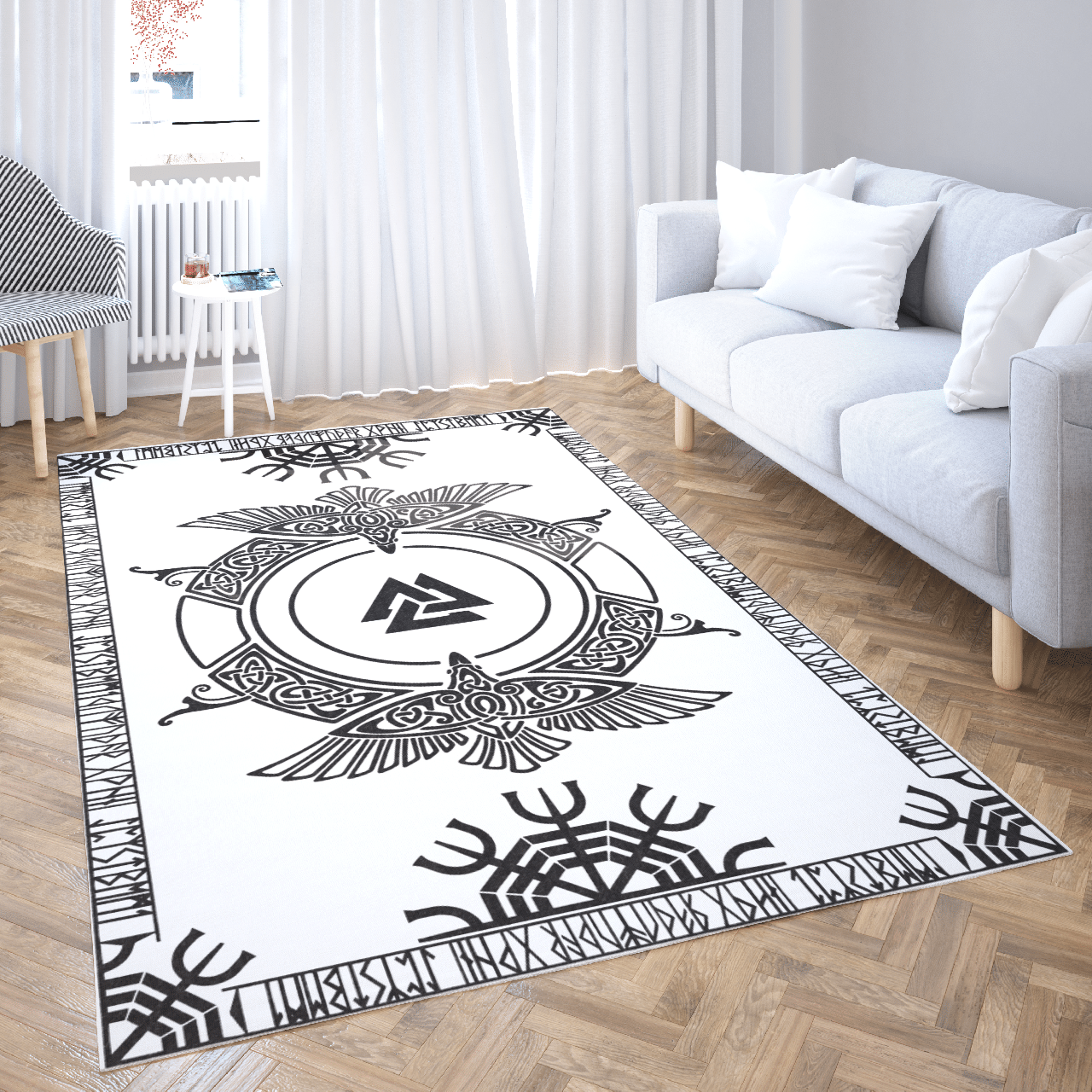 Viking Raven And Runic – Viking Area Rug Viking Raven And Runic – Viking Area Rug