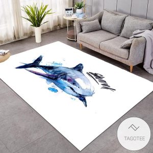 Watercolor Shark Art Rug Living Room Carpet