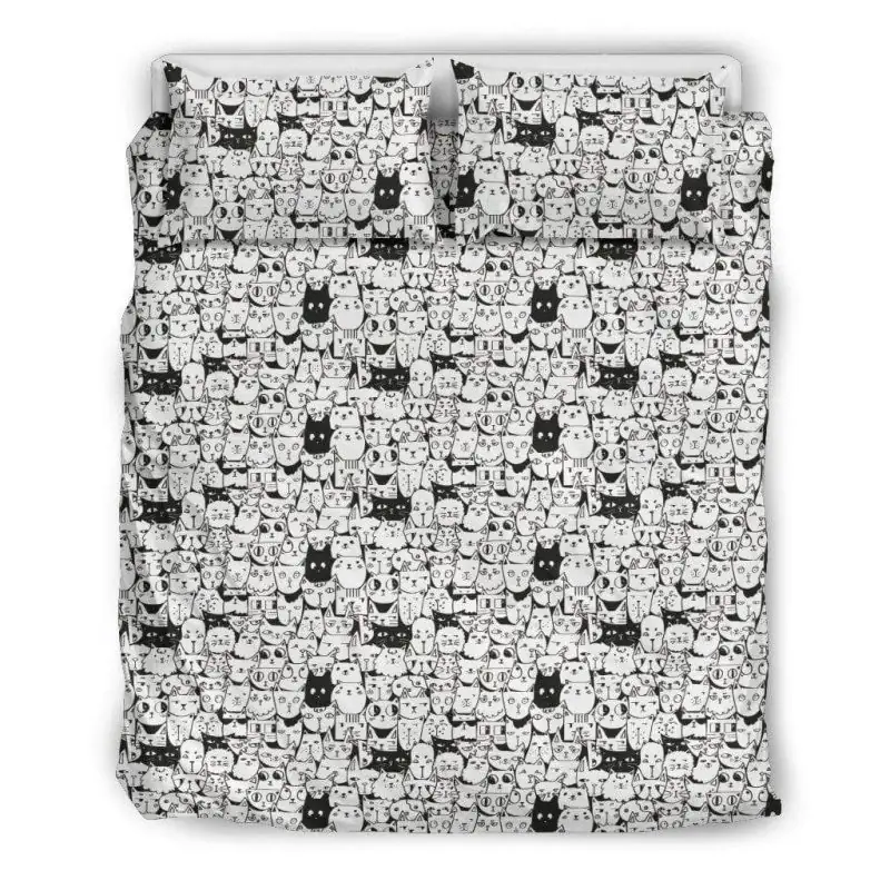 Adorable Cats Pattern Duvet Cover and Pillowcase Set Bedding Set Adorable Cats Pattern Duvet Cover and Pillowcase Set Bedding Set
