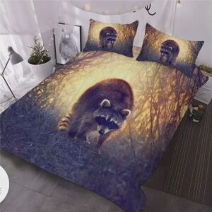 Adorable Raccoon Jungle Printed 3D Animal Bedding Set