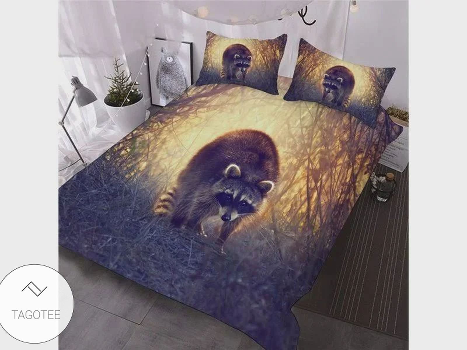 Adorable Raccoon Jungle Printed 3D Animal Bedding Set Adorable Raccoon Jungle Printed 3D Animal Bedding Set