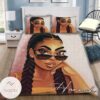 African American Girl With Glasses Pesonalized Bedding Set (Duvet Cover & Pillow Cases)-