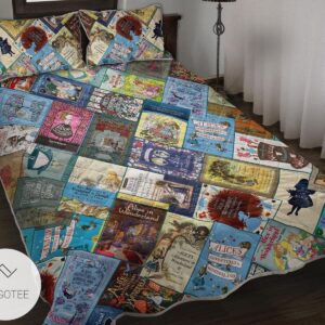 Alice In Wonderland Book Covers Quilt Bedding Set-