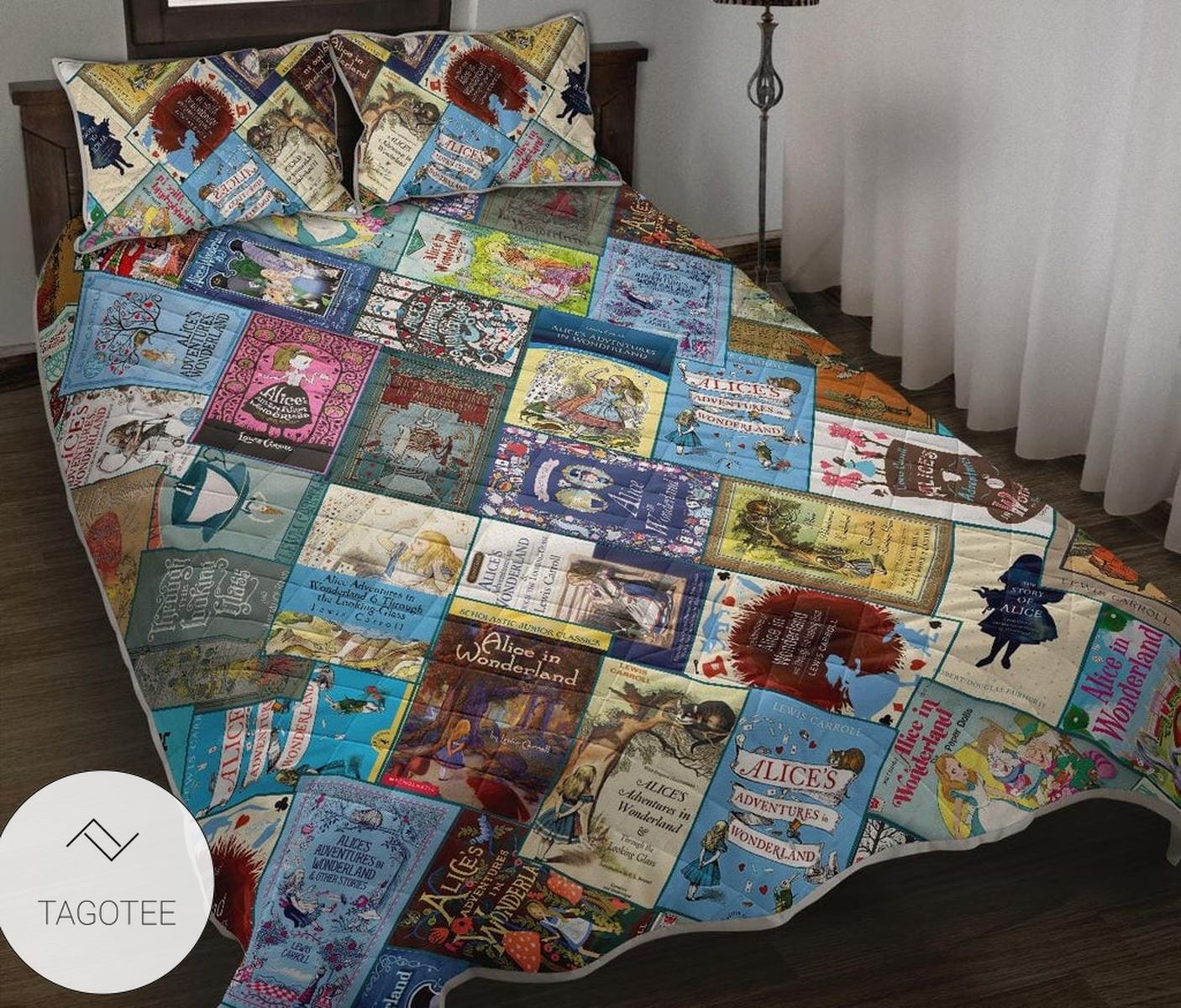 Alice In Wonderland Book Covers Quilt Bedding Set- Alice In Wonderland Book Covers Quilt Bedding Set-