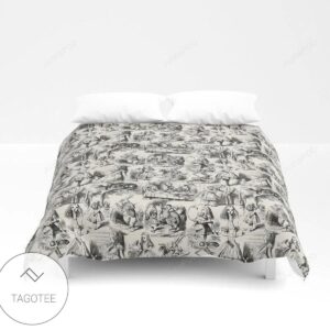 Alice In Wonderland | Toile De Jouy | Black And Beige Duvet Cover Bedding Sets-