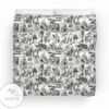Alice In Wonderland Toile Pattern Black And White Bedding Set-