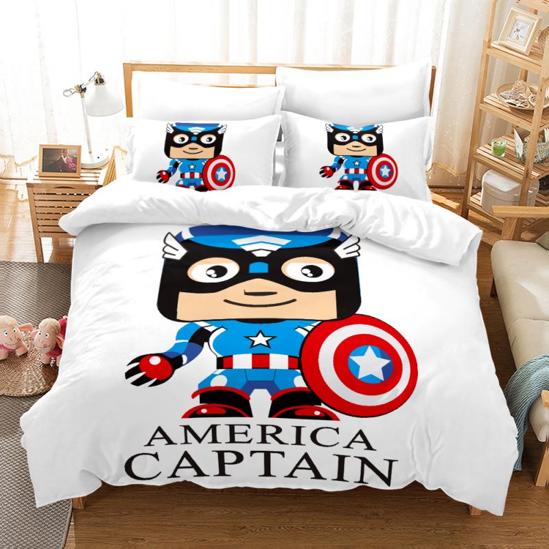America Captain Chibi Duvet Cover and Pillowcase Set Bedding Set America Captain Chibi Duvet Cover and Pillowcase Set Bedding Set