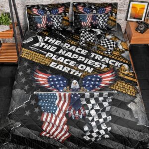American Eagle Flag The Race Track The Happiest Place On Earth Bedding Set
