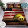 American Flag Softball Ball Duvet Cover Bedding Set With Your Name