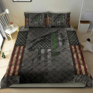 American Flag Veteran Thin Green Line Bedding Set