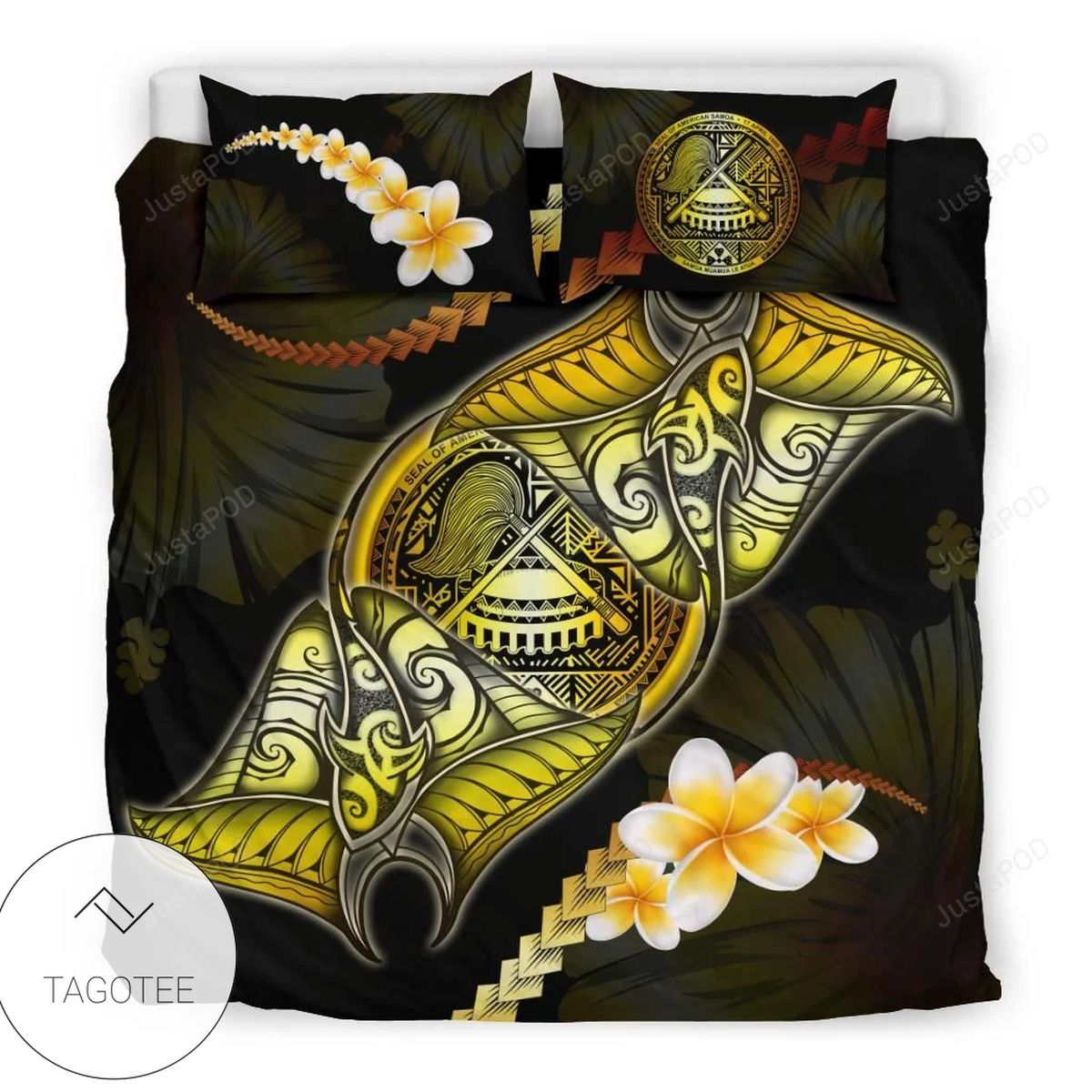 American Samoa Bedding Set Polynesian Manta Ray Yellow American Samoa Bedding Set Polynesian Manta Ray Yellow