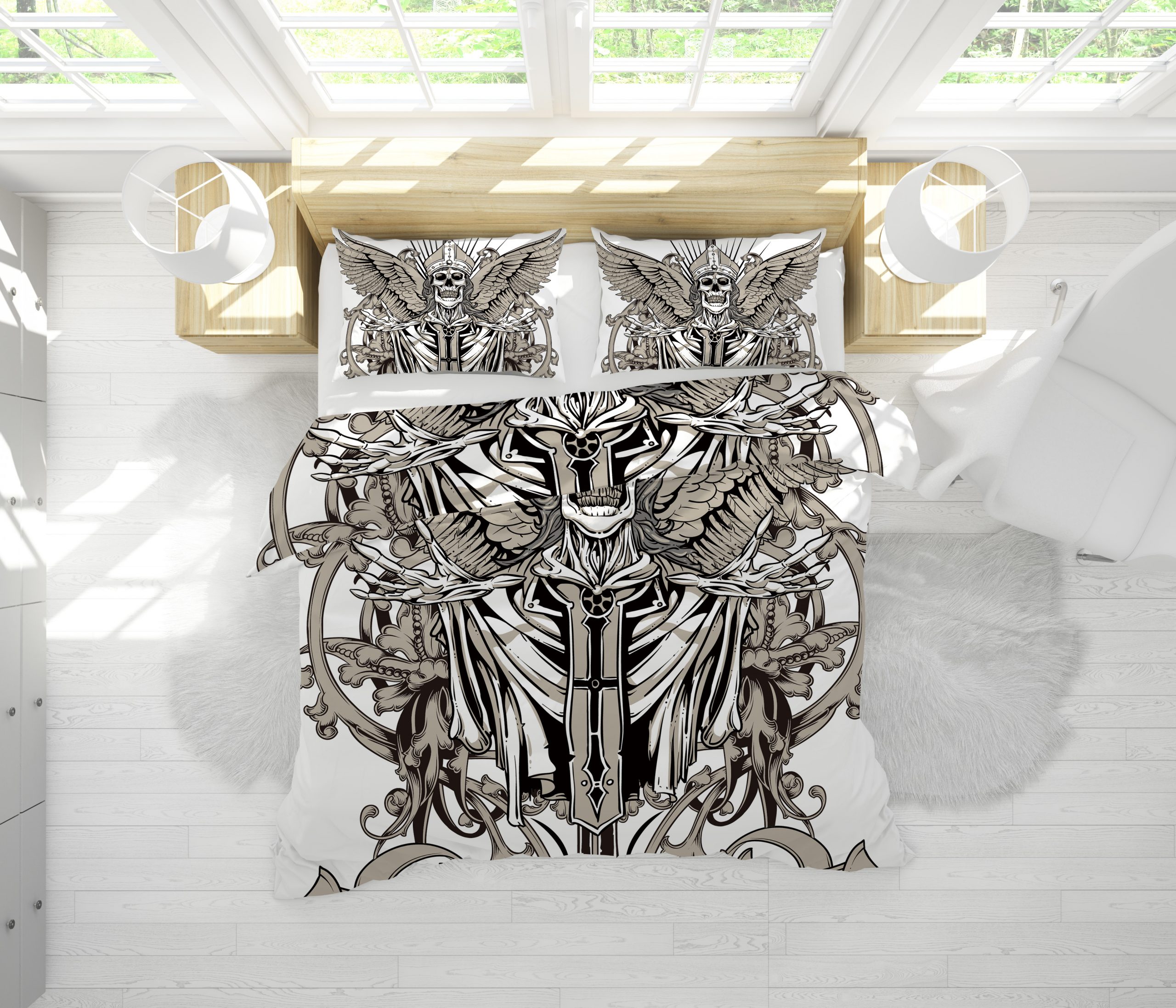 Angel Skull Duvet Cover and Pillowcase Set Bedding Set Angel Skull Duvet Cover and Pillowcase Set Bedding Set