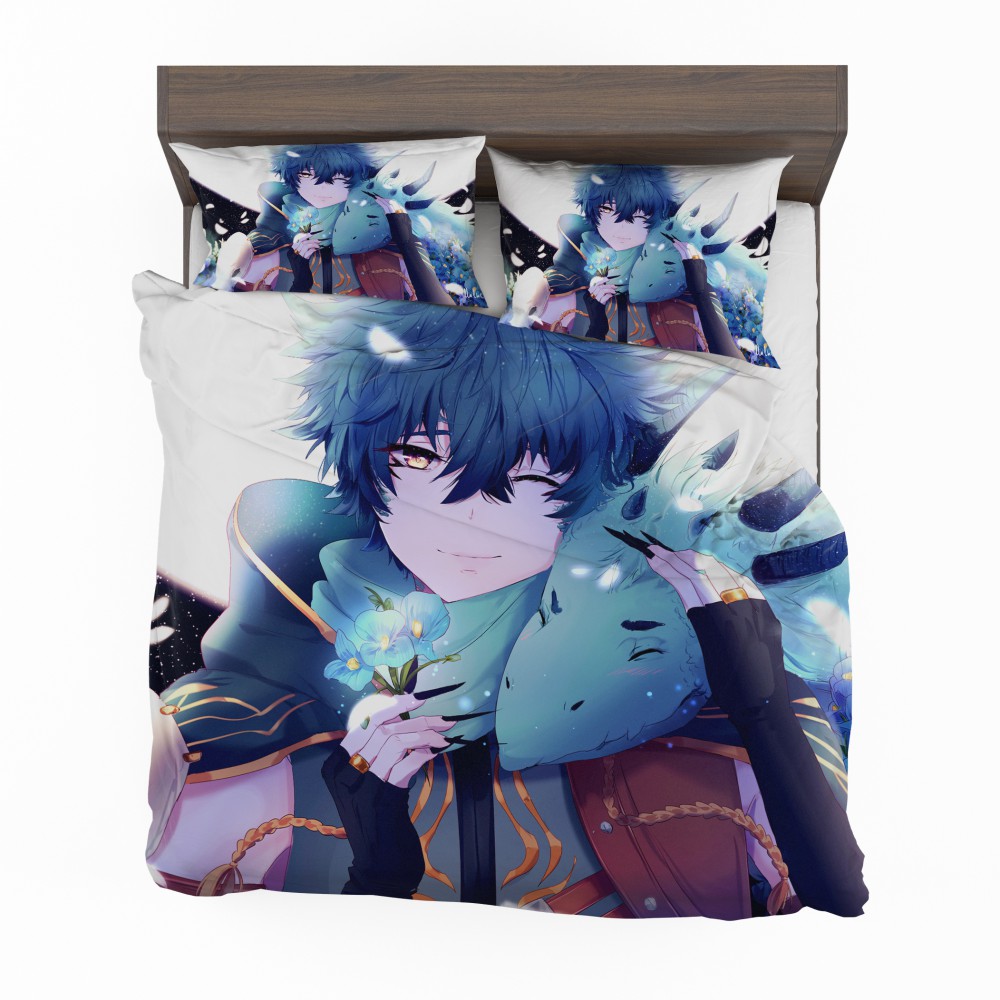 Anime-Boy-Dragon-Blue-Flowers-Bedding-Set-1