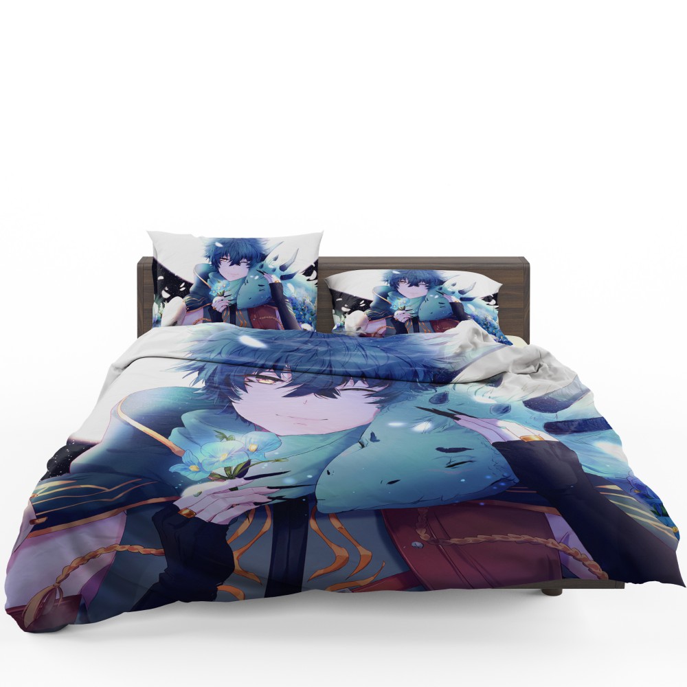 Anime Boy Dragon Blue Flowers Bedding Set Anime Boy Dragon Blue Flowers Bedding Set