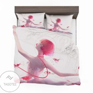 Anime Girl Ballet Dancer Fishes Pink Koi Bedding Set
