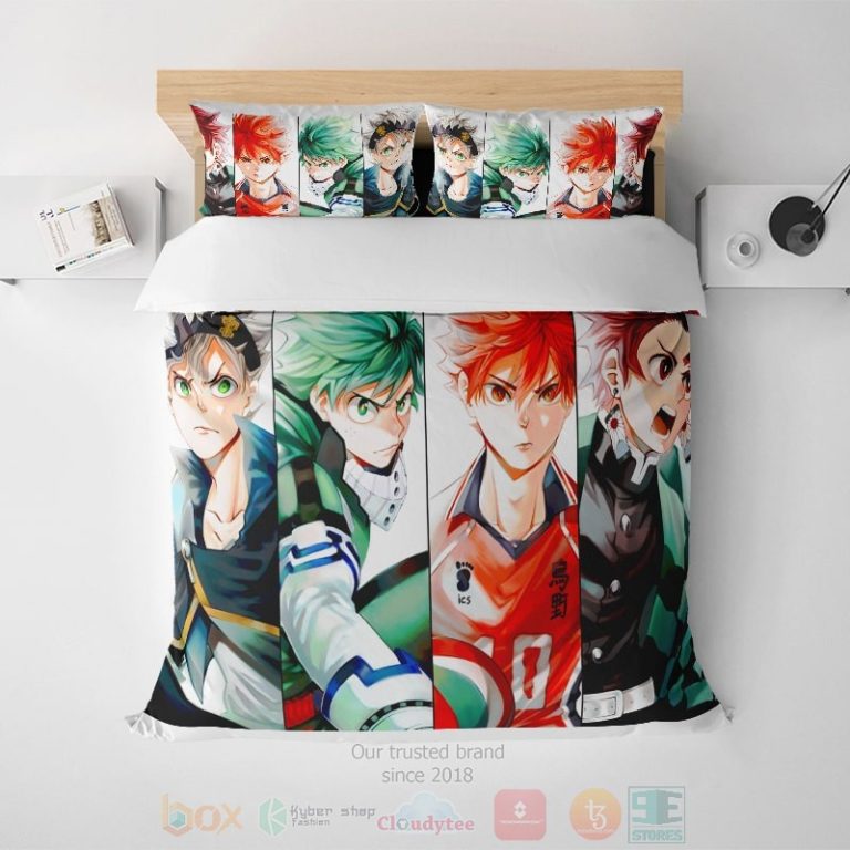 Anime-Legends-New-Generation-Embossed-Tanjiro-Hinata-Midoriya-Bedding-Set-1