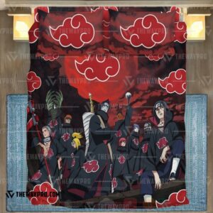 Anime Naruto Shippuden Akatsuki Group Pattern Custom Bedding Set