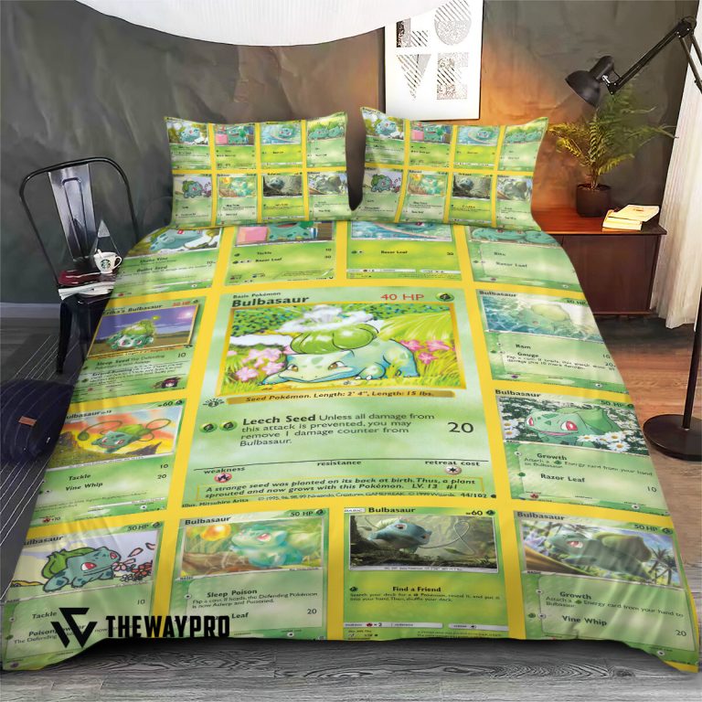 Anime-Pokemon-Bulbasaur-Cards-Version-2-Bedding-Set-2